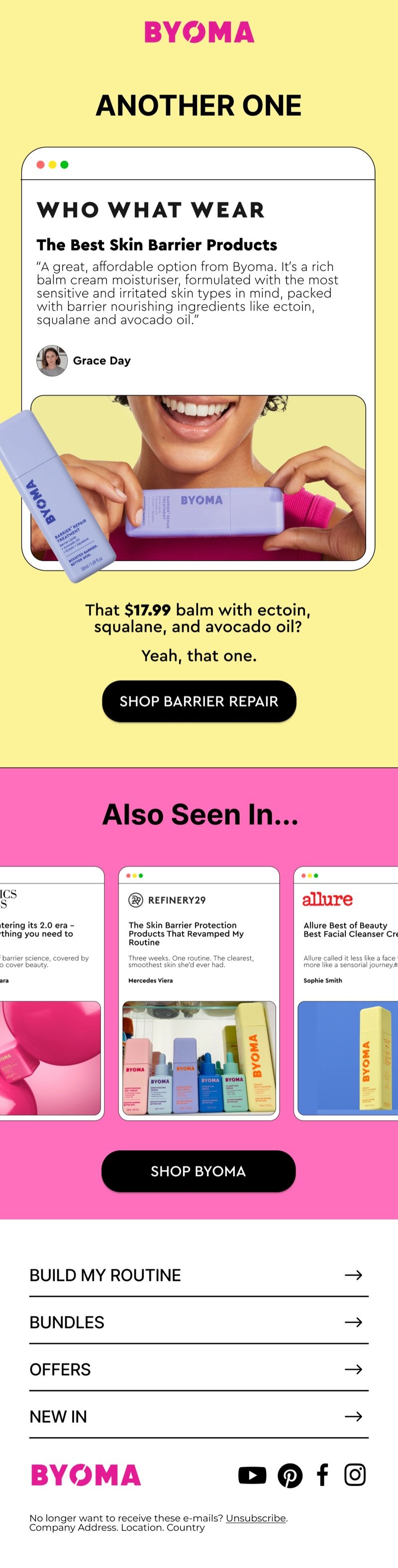 BYOMA barrier repair email design