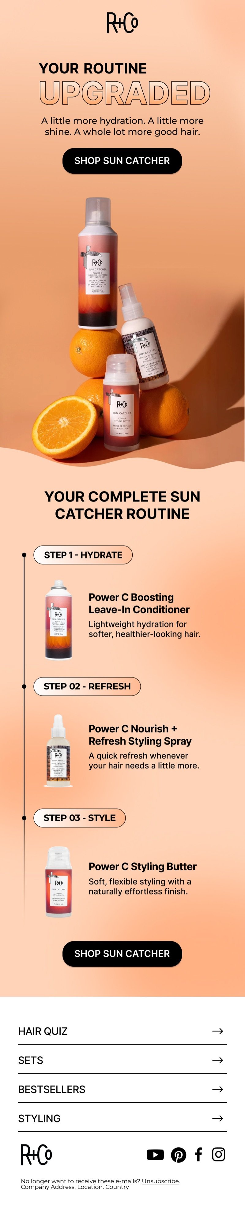 R+Co hair routine email design